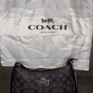 Coach Black and Brown Signature Shoulder Bag